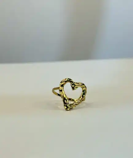 Bold Heart Ring |  Gold-Plated Adjustable Stainless Steel Jewellery